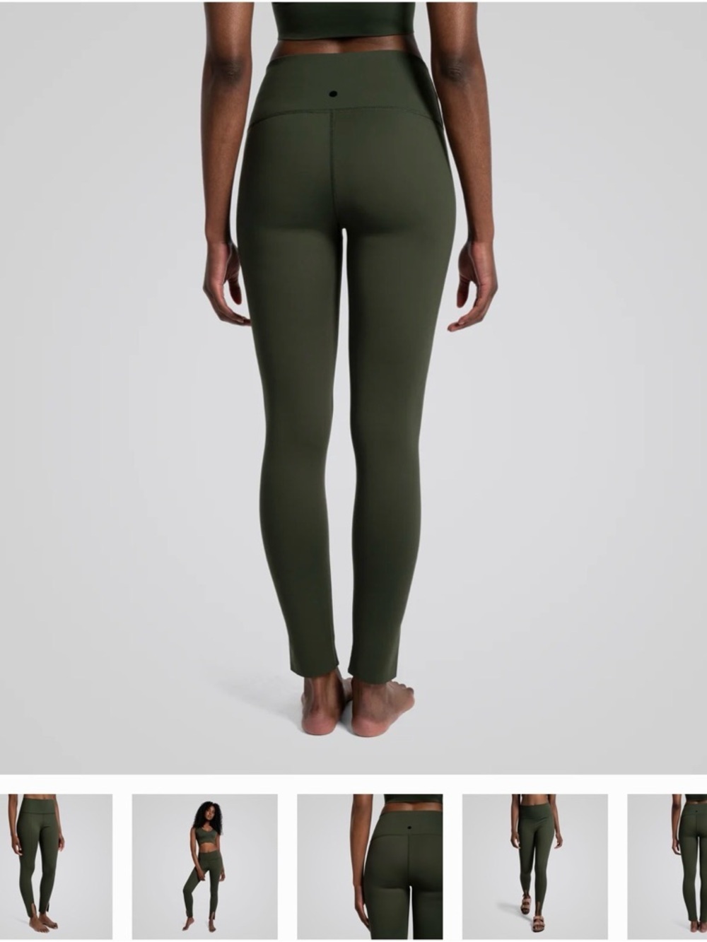 High-Waist Olive Green Sculpting Leggings - Picture 2 of 7